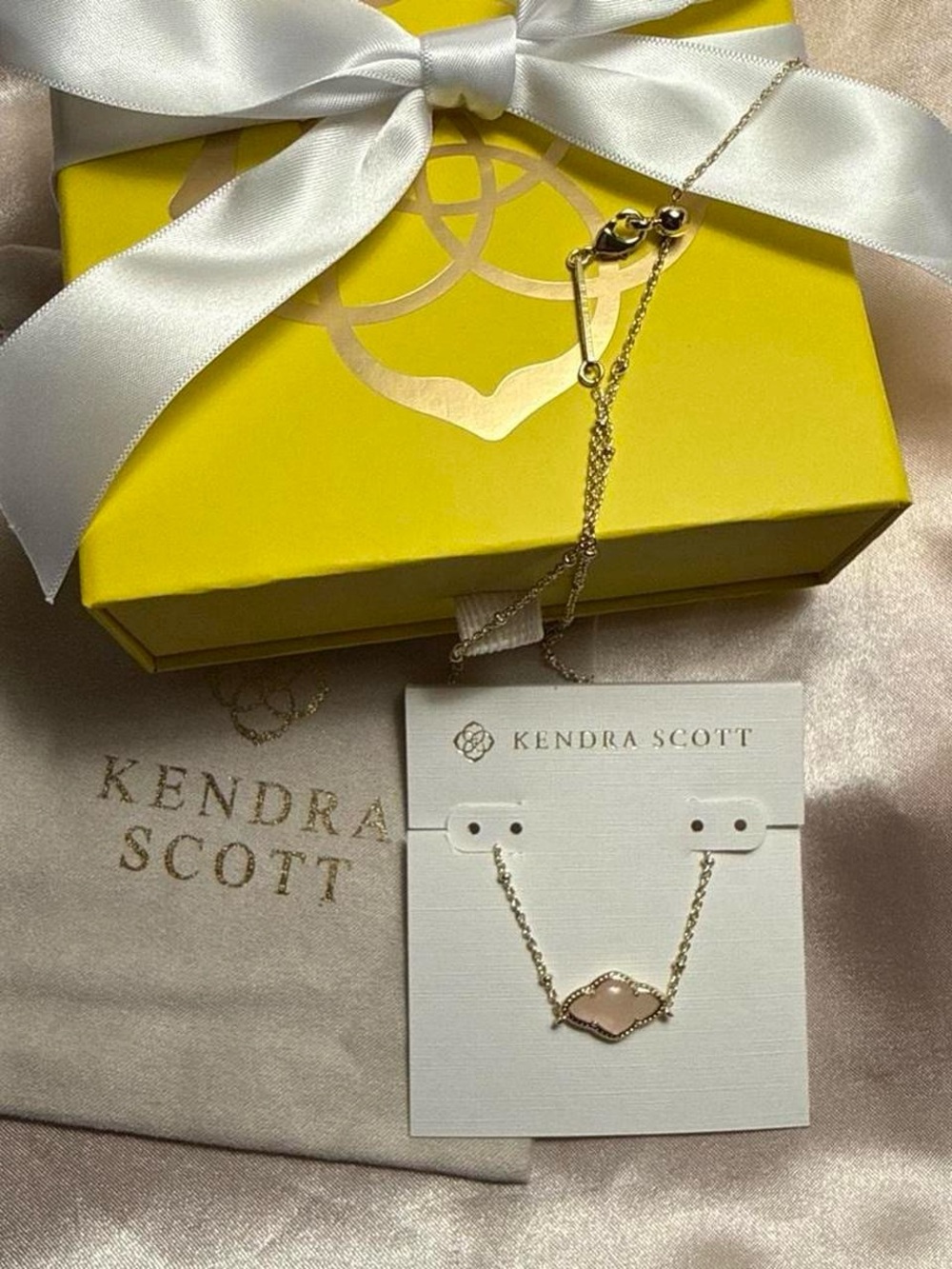 Kendra Scott Gold Chain Necklace with Light Pink Stone